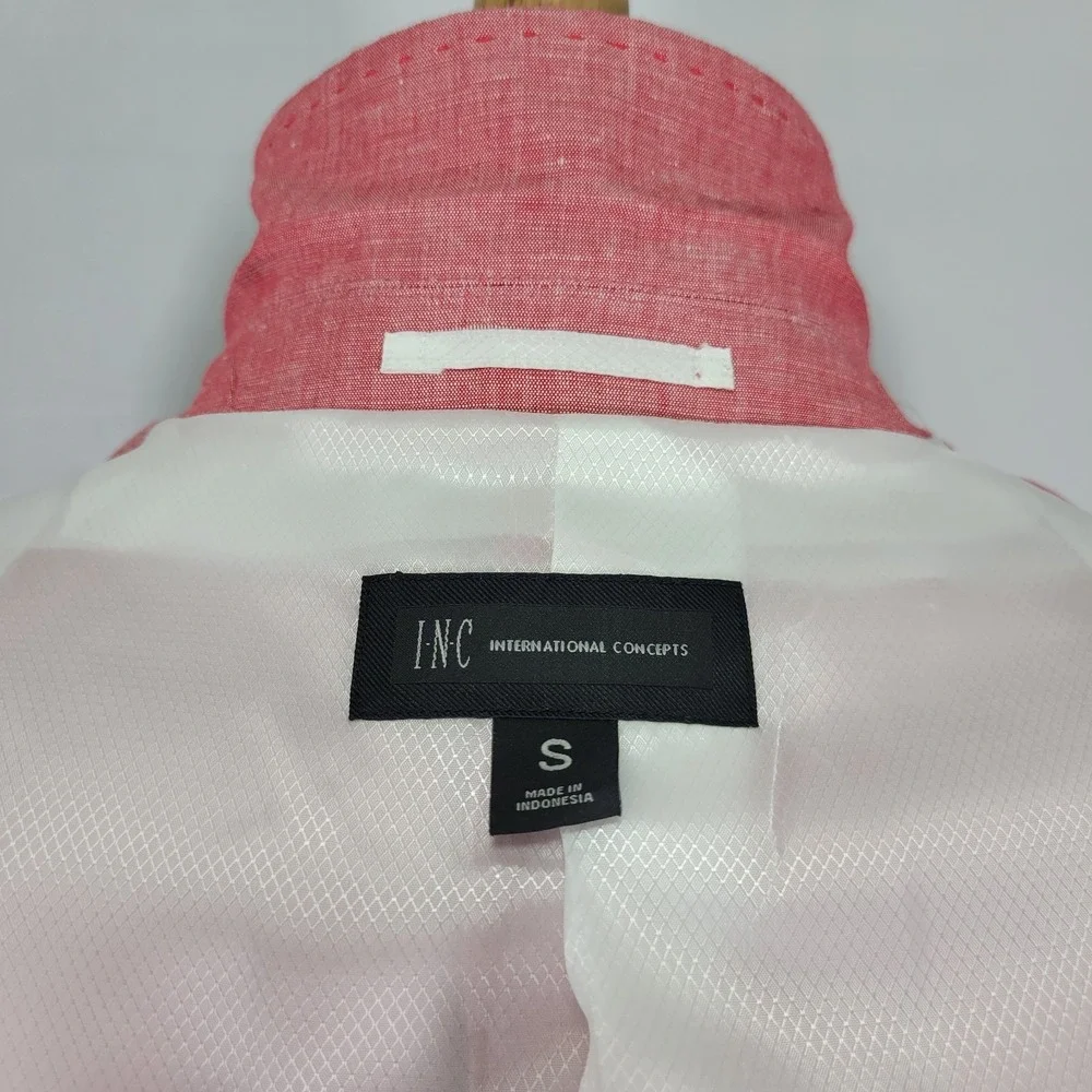 INC International Concepts Men's Sport Coat Blazer Coral Pink Linen Blend Small - Picture 15 of 16